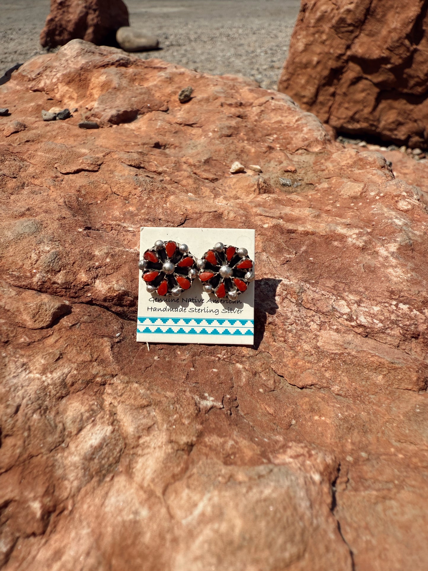 Red Coral Cluster Earrings